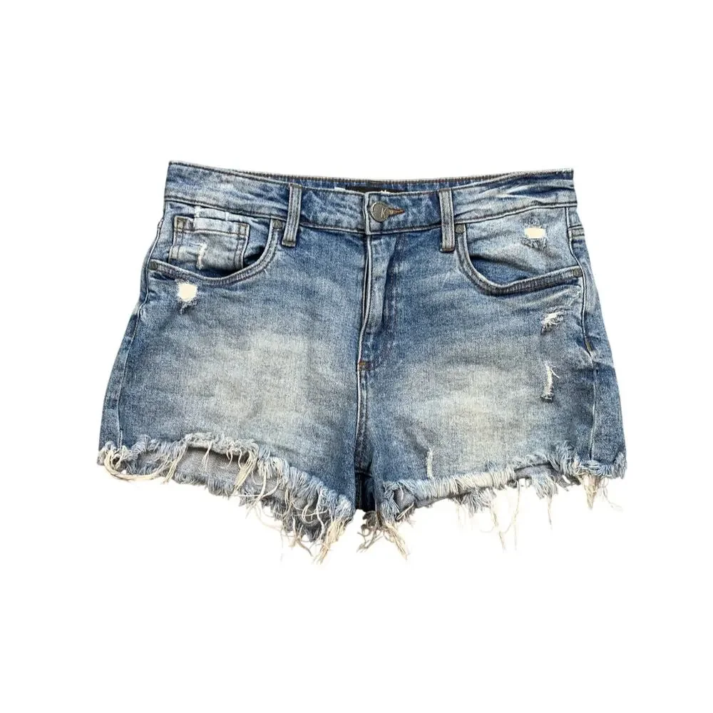 Kut From The Kloth Shorts Womens 2 Denim Jane High Rise Distressed Raw Hem